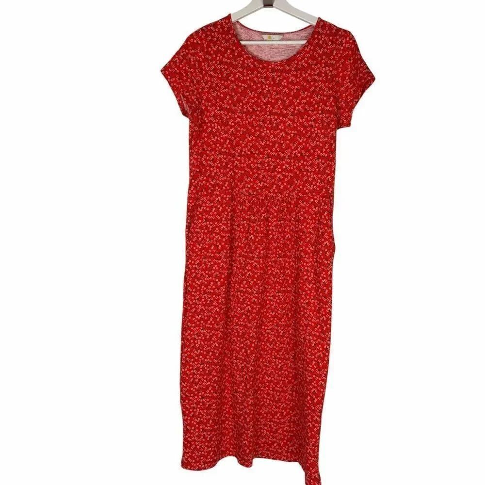 Boden 10R Orange White Floral Dress with Pockets